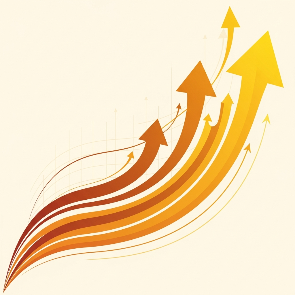Abstract representation of inflation trends with rising cost indicators
